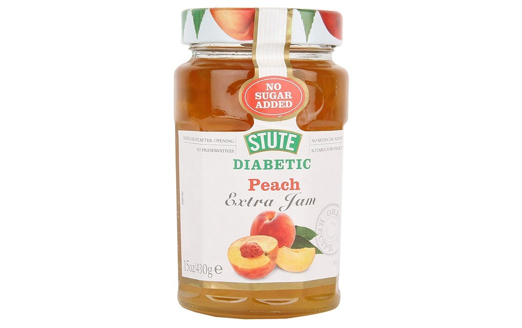 Stute Diabetic Peach - Extra Jam    Glass Jar  430 grams